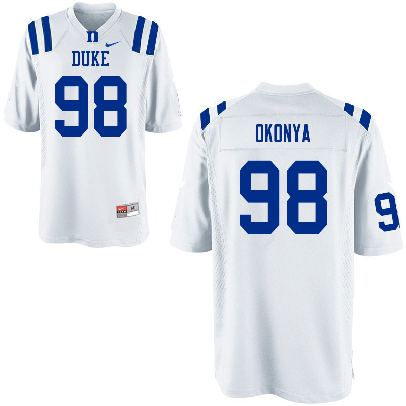 Men #98 Chidi Okonya Duke Blue Devils College Football Jerseys Sale-White - Click Image to Close